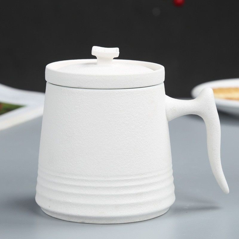 Conjunto de Chá Cerâmico de 900cc com Copas de Café e Pratos Design de Porcelana Branca Simples