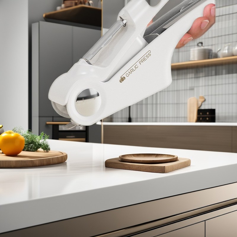 Pressão e cortador de alho ABS de qualidade alimentar com abrador de latas 4 em 1 utensílios de aço inoxidável