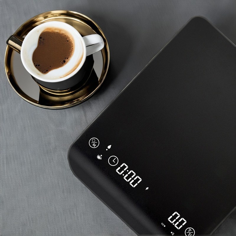BAMBOO Round 2024 Balança eletrônica de café com bateria recarregável e indicador de temporizador