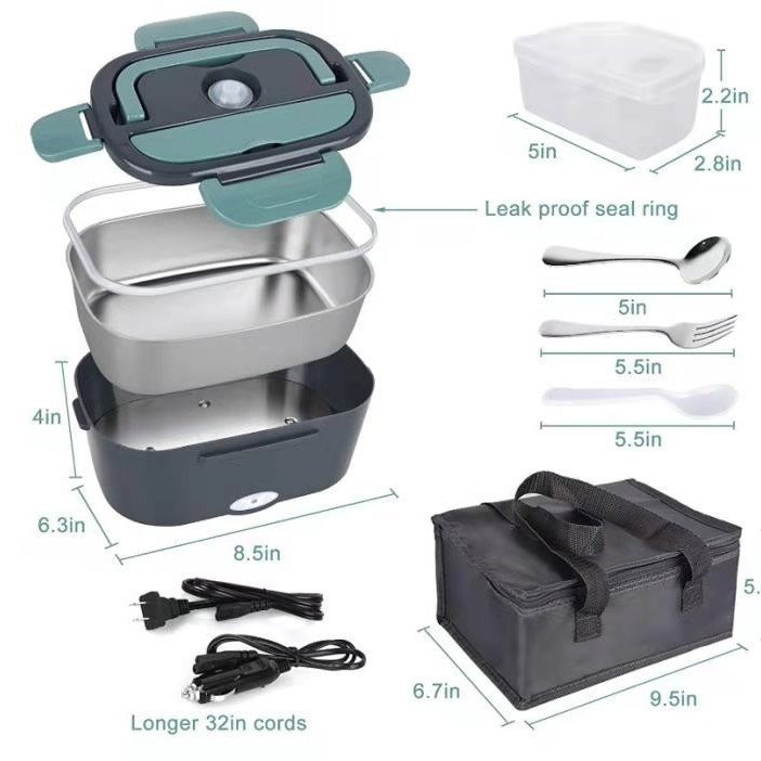 Cozinha armazenamento de alimentos de qualidade alimentar plástico USB aquecimento caixa de almoço para levar recipiente de alimentos