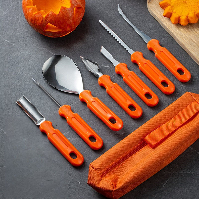 Kit de escultura de abóbora de 10 peças de Halloween Ferramentas de mão metálicas duráveis para escultura de vegetais