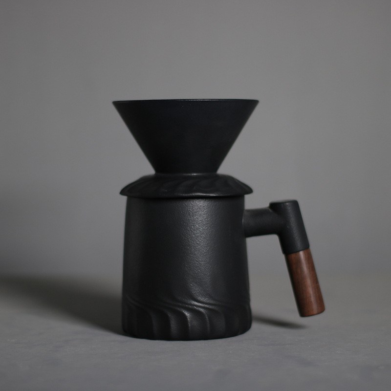 Conjunto de filtro de café de cerâmica preto e fosco de design moderno