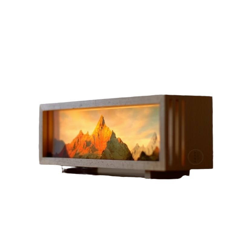 Solar Moderno Golden Mountain Recarregável Luz Noturna Digital Impressa Snow Mountain Desktop Canvas Lâmpada 1 Cor