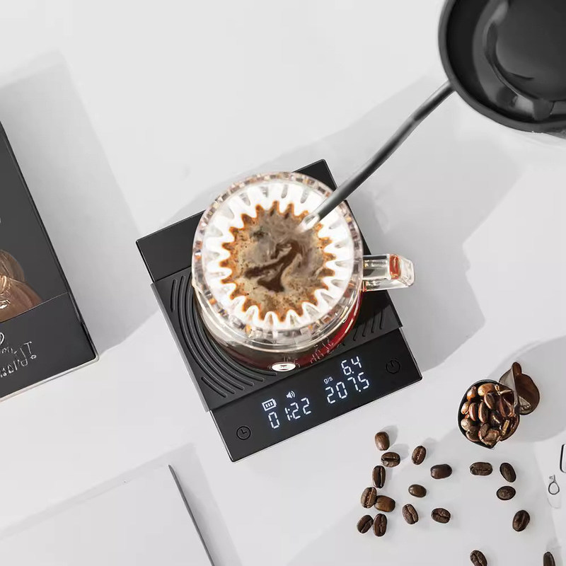 Balança de café e barras de frutas negra de 2 kg com bandeja de balança