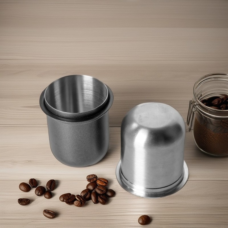 Essential Stainless Steel Coffee Dosing Cup com design de mãos livres