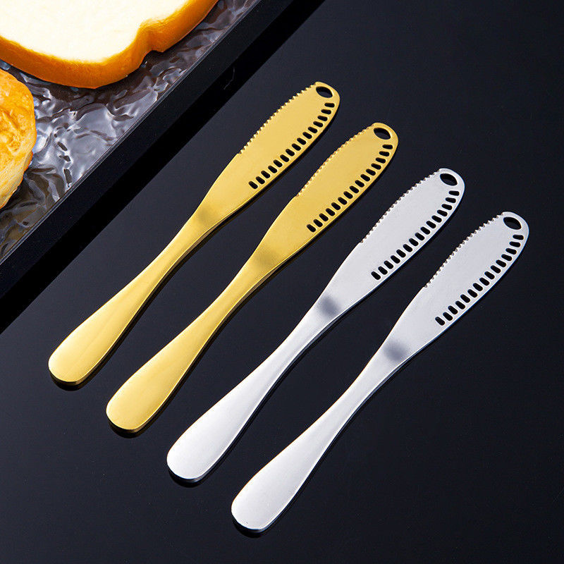 Prata Top Venda de aço inoxidável de manteiga faca de titânio revestido de longo cabo de geleia manteiga espátula western tableware creme decorativa faca