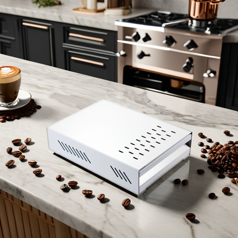 Pequena caixa de aço inoxidável de estilo clássico, perfeita para leite espumado em ambientes comerciais