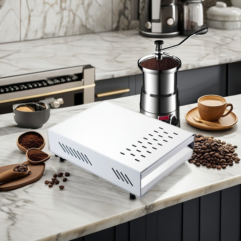 Caixa de cafetaria de aço inoxidável de estilo clássico de luxo para café e chá