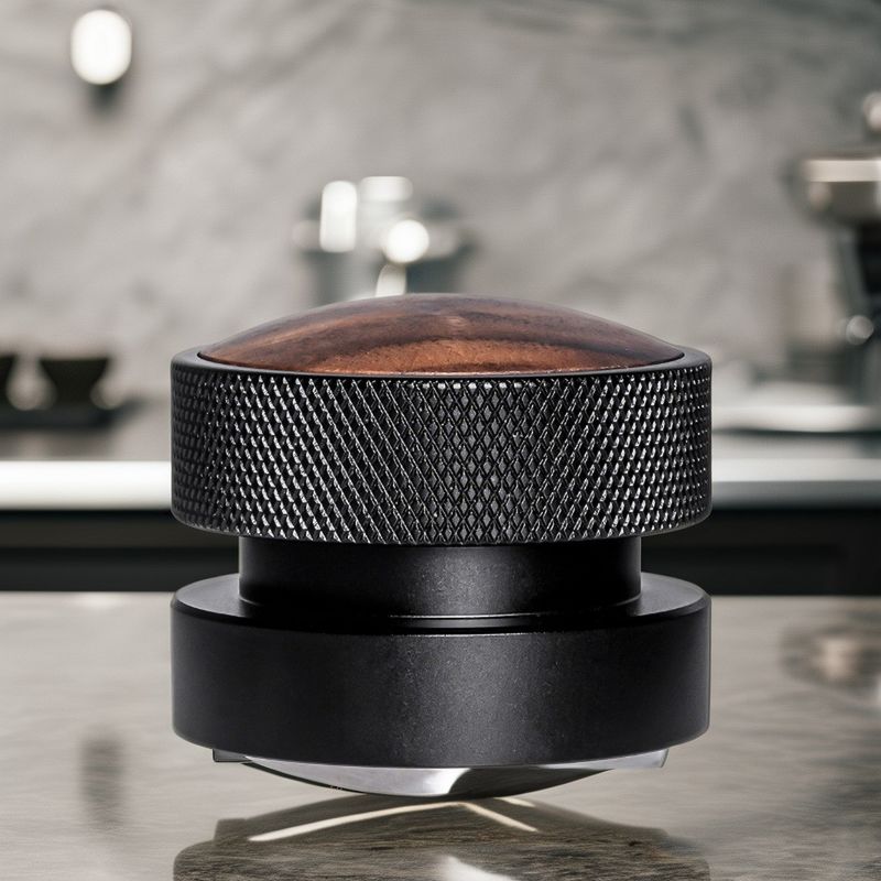 Conjunto de manipulador de expresso de aço inoxidável de 58 mm com tampa de madeira de noz durável e ecológico