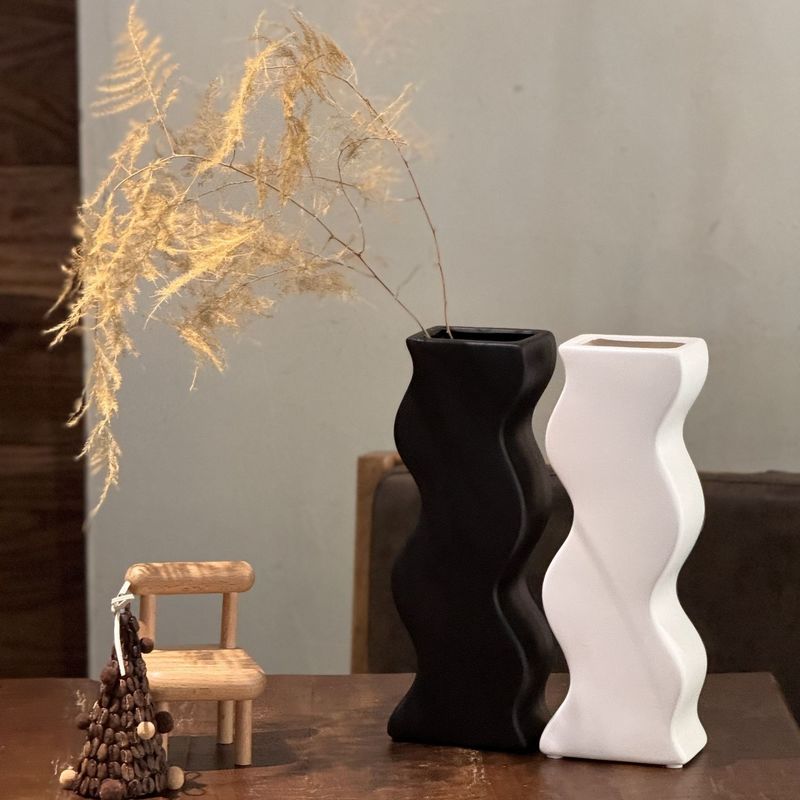 Decoração de mesa de jantar com céu estrelado Vaso de cerâmica branca moderno e elegante para decoração doméstica