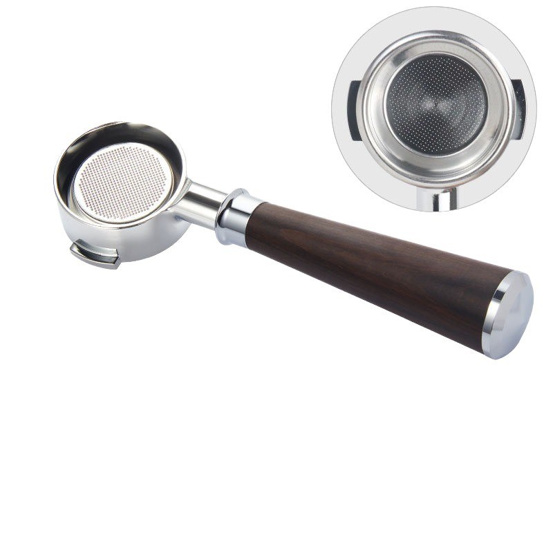 Nenhum Tipo de Flatware Perfeição de café de madeira portátil com funil de aço inoxidável de 58 mm