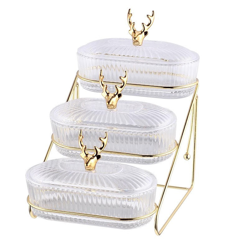 De volta à escola Essential Deslumbrante Glass Deer Tray Set para festas de cozinha altamente