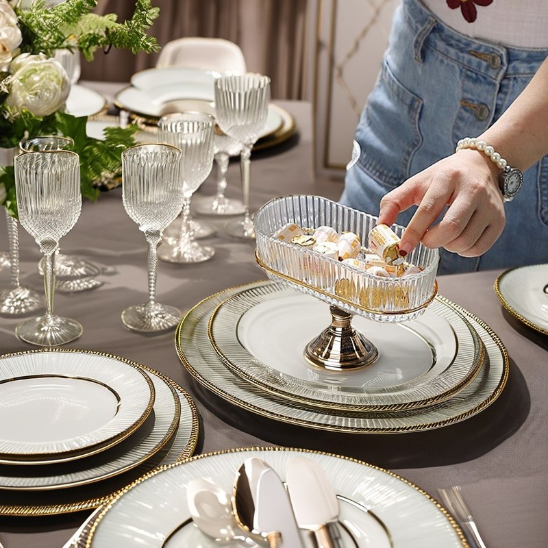 Golden Deer Design Minimalista Prato de vidro perfeito para armazenamento de alimentos de volta à escola