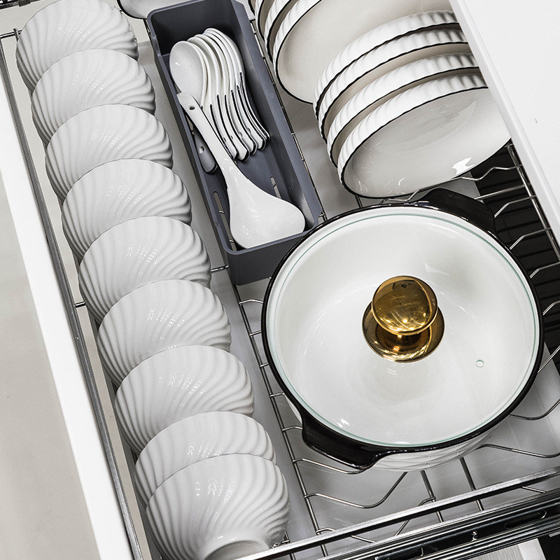 Hotel Restaurante Refeição Cerâmica Porcelana Branca Servidores de Mesa Conjunto com Borda Preta e Colheres