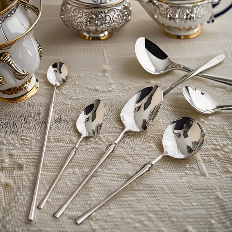 Conjunto de jantares de colher de prata com garfo de ouro de 24 peças