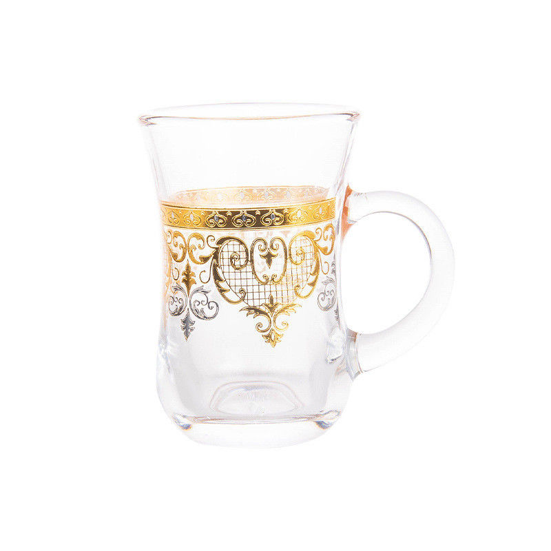 Sustentável de ouro pintado manobra de vidro café leite chá taça de placas para interior 12pcs