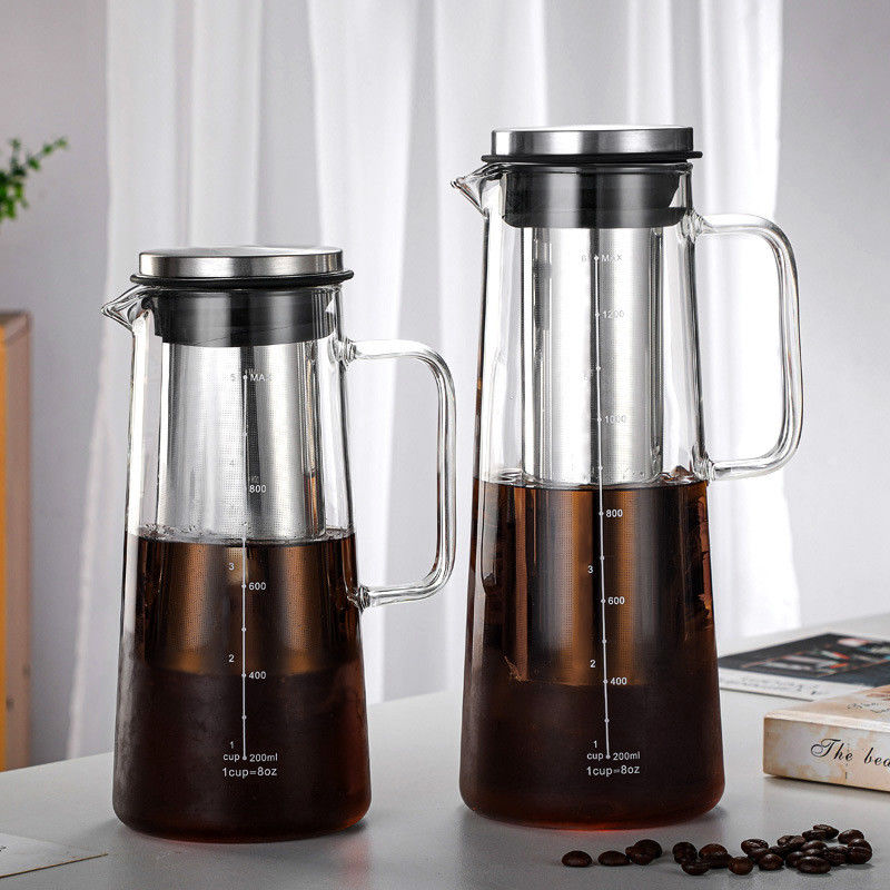 1L/1.4L garrafa de água de vidro resistente a altas temperaturas para café e frutas de refrigeração a frio