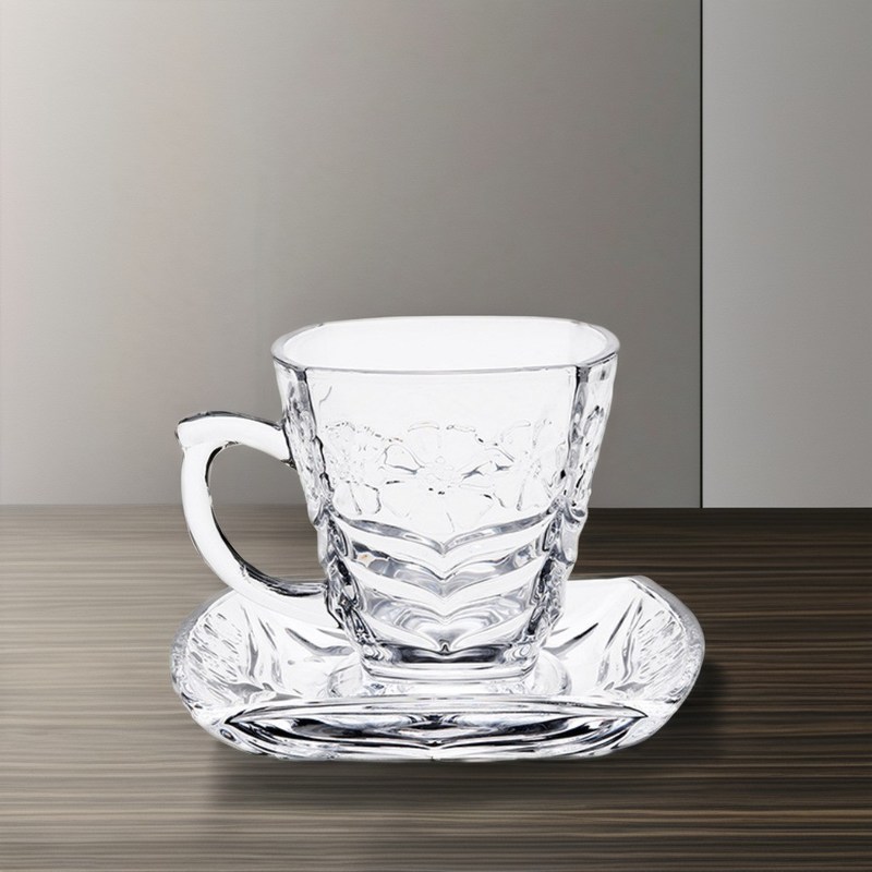 135ml Capacidade Classic Design Soda Lime Glass Cup e Saucer Set para Coffee Tea Sets