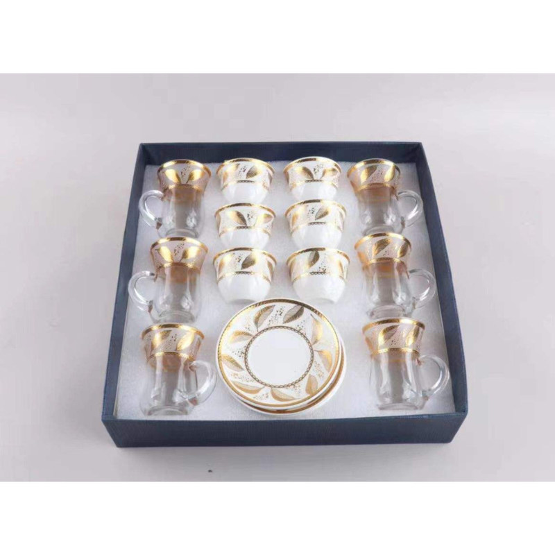 Copo de chá de vidro e pratos de cerâmica personalizados