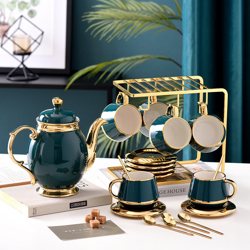 Taça de café de cerâmica Golden Edge Vintage Drinkware para conhecedores de café e chá