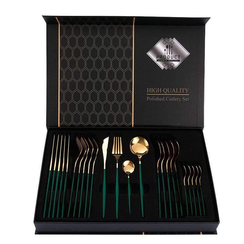 Flatware Tipo Flatware Sets Sustentável de Ouro Set de talheres de aço inoxidável