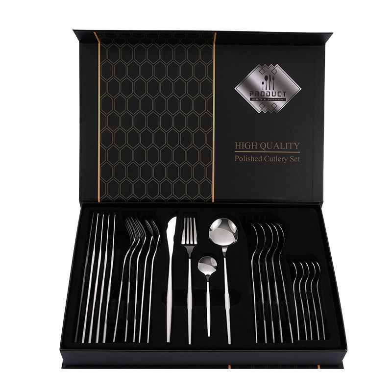 Sustentável de aço inoxidável de ouro / Sliver Flatware Set de louça sustentável e moderno